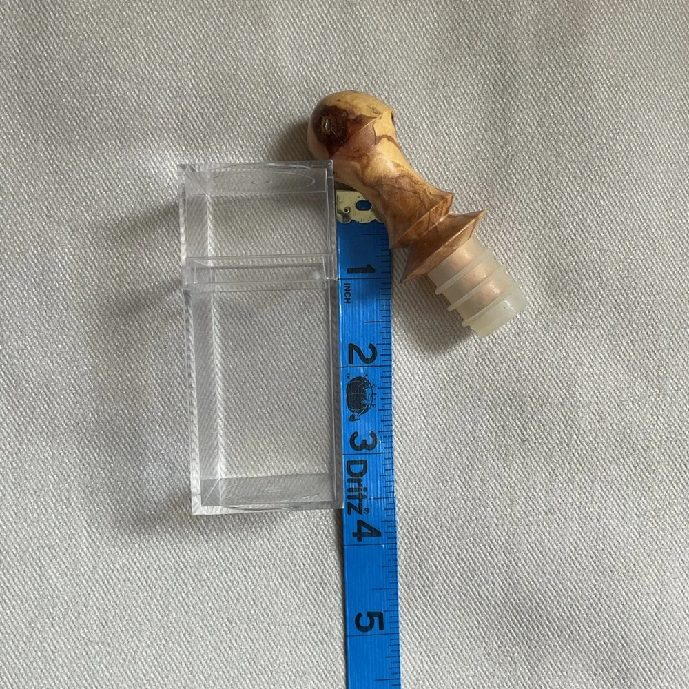 Hand Carved Artisan Crafted Wooden Wine Cork Bottle Stopper in Plastic Gift Box